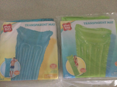 #ad Transparent Pool Mat Raft Green Blue Inflatable 5#x27;6quot; Long Play Day Lot of 2 $7.75