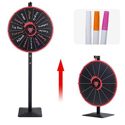 #ad 24 Inch Spinning Wheel 14 Slots Color Prize Wheel with Dry Erase Markers and ... $103.83