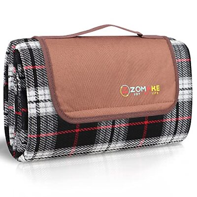 #ad Large Picnic Blankets Waterproof 59quot;x59quot; 2 Person Black White Plaid new $20.23