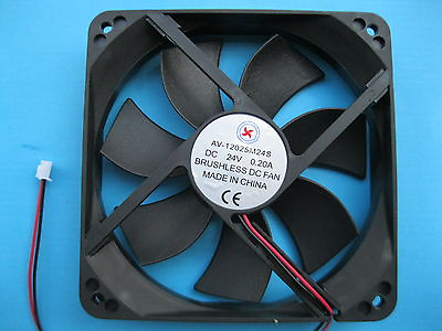 #ad 4 x Brushless DC Cooling Fan 24V 12025S 7 Blade 120x120x25mm 2pin Sleeve Bearing $28.40