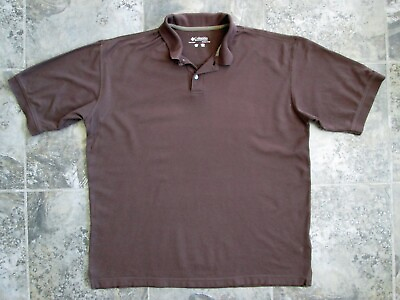 #ad Men#x27;s Columbia Polo Shirt Medium Large Brown 100% Cotton Knit Sport Casual $7.99