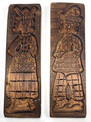 #ad SET 2 VTG Dutch Hand Carved Wood 17.5quot;x5.25quot; Speculaas Springerle COOKIE MOLDS $124.99