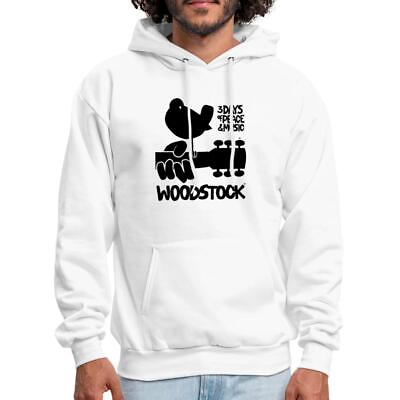 #ad Woodstock Black Logo 3 Days Of Peace amp; Music Men#x27;s Hoodie $47.99