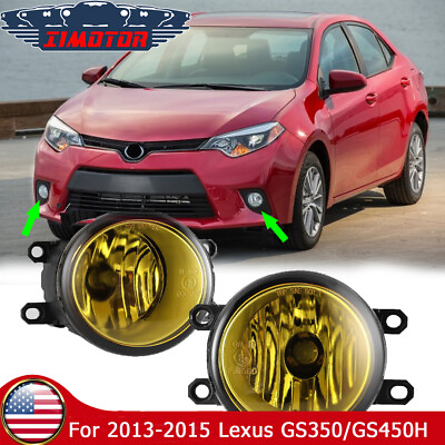 #ad 1 Pair for Toyota RAV4 Corolla Camry Fog Lights Yellow Glass Lens Replace Lamp $34.99