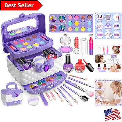 #ad Washable Makeup Set Toy Beauty Pretend Play Kit for Girls Purple amp; White $37.99