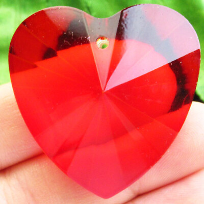 #ad 2Pcs Faceted Red Crystal Heart Pendant Bead 40x18mm FSH73748 $9.35