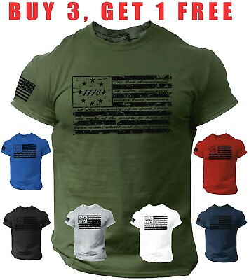 #ad USA Flag shirt 2nd Amendment T shirt Patriotic American Rights 1776 Tee S 3XL $13.90