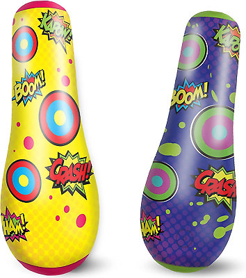#ad 2 Pack Inflatable Bopper 47 Inches Kids Punching Bag with Bounce Back Action I $37.99