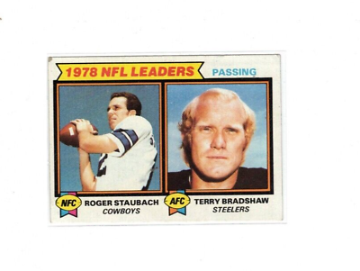 #ad 1979 Topps 1978 NFL Leaders Passing Roger Staubach Terry Bradshaw #1 $18.25