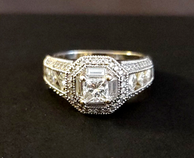 #ad 18K Gold Diamond Engagement Ring .50ct 1.00ct Round Princess Diamonds = 1.50ct $5200.00