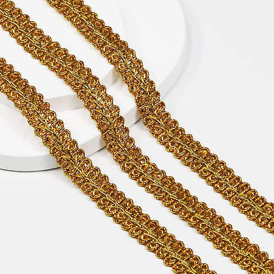 #ad Gimp Braid Trim 15Yards 1.2Cm 0.47In Gold Metal Fabric Decorative Webbing for Al $9.99