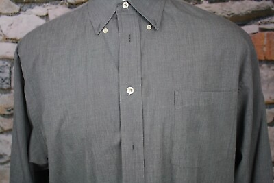 #ad STRUCTURE Men#x27;s Shirt Button Down Collar Gray End on End All Cotton Fabric Large $9.99