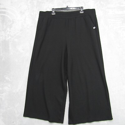 #ad Torrid Active Wide Leg Pants 3X Comfy Soft Black Pockets Plus Cropped Sweatpants $25.99