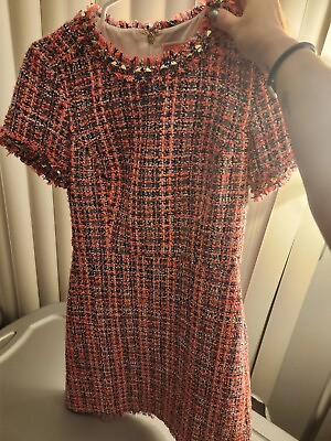 #ad Kate Spade Size 0 Pink Multi Tweed Dress Lined $199.00
