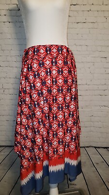 #ad NWT New Directions Women#x27;s Skirt Red White Blue Handkerchief Hem Sizes M L XL $22.99