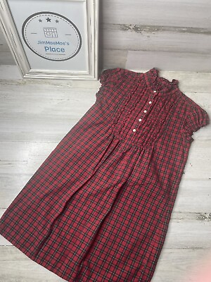#ad Polo Ralph Lauren Red Plaid School Dress Ruffle Placket Girls Size: 8 $24.99