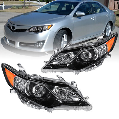 #ad Pair Black Projector Headlights For 2012 2013 2014 Toyota Camry Front Lamps $88.96
