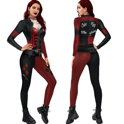 #ad The Suicide Squad Harley Quinn Cosplay Costume Jumpsuit Uniform Halloween Women $32.71