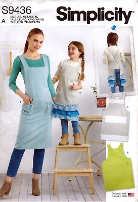 #ad Simplicity 9436 Mother Daughter Crossback Apron Hackable Craft Sewing Pattern $10.95