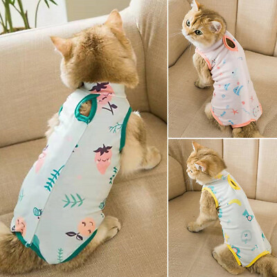 #ad Soft Breathable Cat Clothing Neck Drawstring Neutering Surgery Recovery Suit USA $1.77