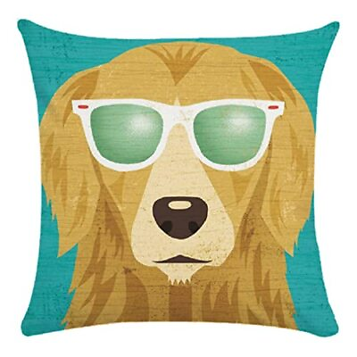 #ad Cartoon Golden Retriever Dog Pattern Cushion Cover 18quot; X 18quot;Dog Lovers Kids... $16.77