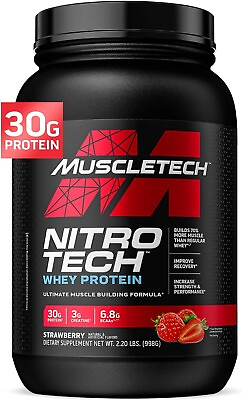 #ad Muscletech Whey Protein Powder Strawberry 2.2 Pound Nitro Tech Muscle Build $41.99