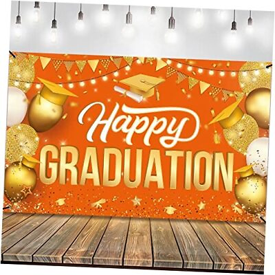 #ad Orange Happy Graduation Banner Large 72x44 Inch Happy Graduation $24.57