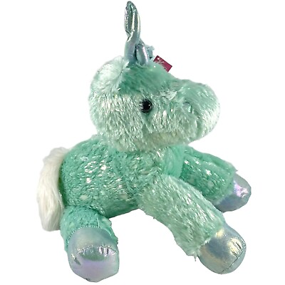 #ad Mint Green Unicorn Iridescent Horn Hooves Mane Plush Stuffed Animal 15quot; with Tag $8.96