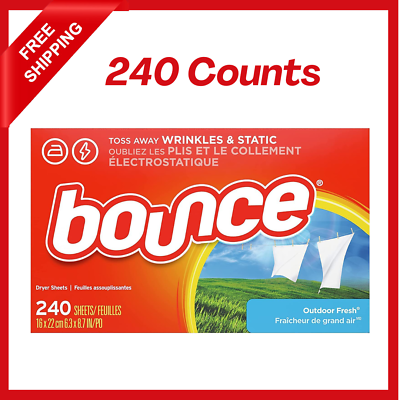 Bounce Dryer Sheets Laundry Fabric Softener Outdoor Fresh 240 Ct Reduce Wrinkle $9.79