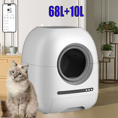 #ad Automatic Smart Cat Litter Box Robot Self Cleaning Cat Litter WiFi APP 68L 10L $255.99