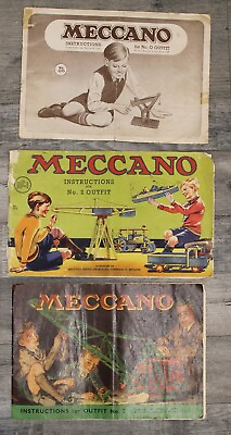 #ad 04 10. Vintage Lot of 3 Meccano Instruction Books England $17.95