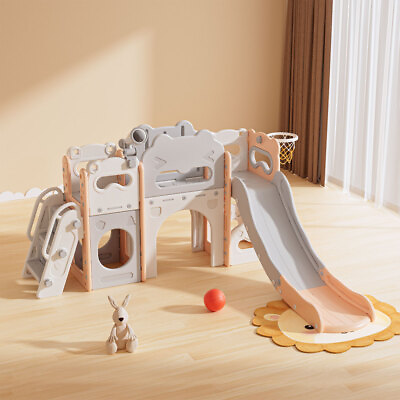 #ad 7 in1 Toddler Slide Freestanding Playground Set Kids Climber Telescope Tunnel $214.93