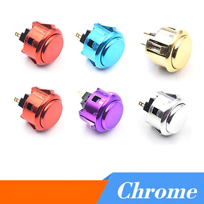 #ad 6 Pcs Arcade Push Buttons Game DIY Kit Chrome Replace for OBSF OBSC OBSN MAME $15.98