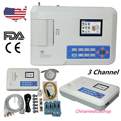 #ad US ship Digital 3 Channel 12 lead ECG EKG Machine ElectrocardiographPC Software $459.00
