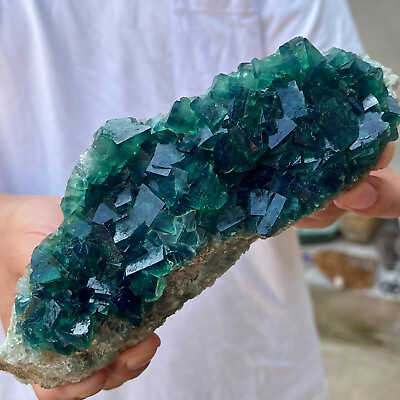 #ad 1.8lb Rare Natural transparent green cubic fluorite mineral crystal sample $170.20