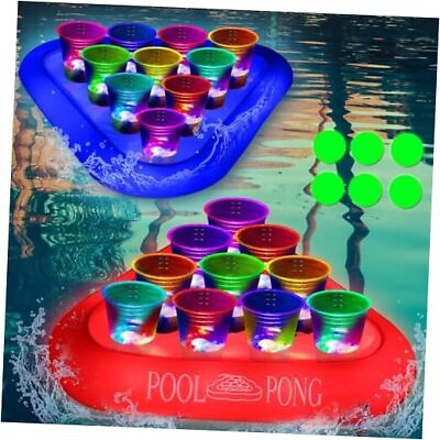 #ad Glow Pool Games Inflatable Toss Game Set Light Up Floating Pool Games $40.77