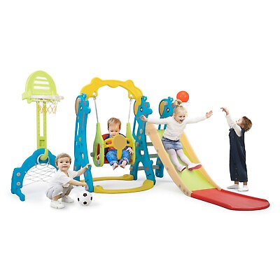 #ad 5 in 1 Toddler Slide Swing Playset Indoor Outdoor Climber Playground for Kids $109.99