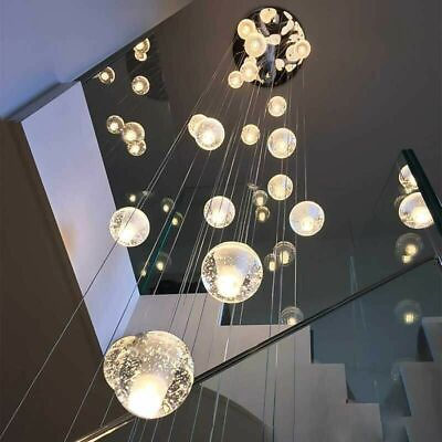 #ad Modern LED Chandelier lightning Crystal Ball Stair Pendant Light Luxury Ceiling $265.74