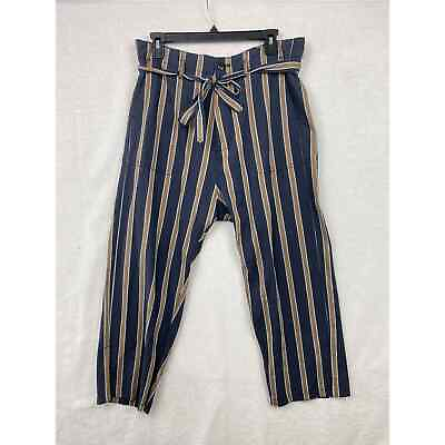 #ad The Great Striped Drawstring Pants Sz 2 Blue Orange Striped Cotton Beach $88.45
