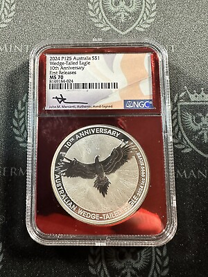 #ad 2024 Australia Wedge Tailed Eagle Red Label 1 oz Silver NGC MS70 Mercanti signed $119.00
