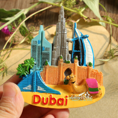#ad Dubai Burj Al Arab Hotel Khalifa Tower Tourist Souvenir 3D Resin Fridge Magnet $8.99