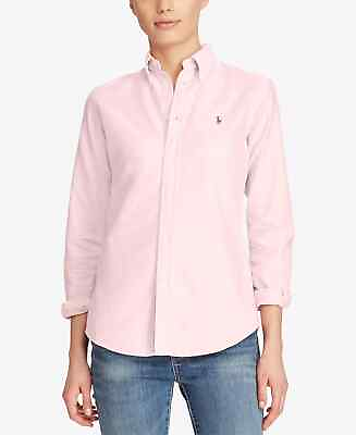 #ad Ralph Lauren Womens Pink Button Down Blouse Collared Long Sleeves 6 Super Slim $18.20