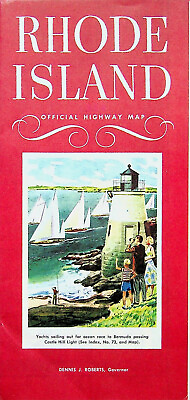 #ad 1954 Rhode Island Vintage Highway Road Map Travel Brochure $16.95