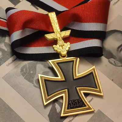 #ad WW2 German Knight level Gold Iron Cross Medal W collection Box $20.99