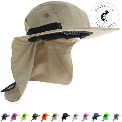 #ad Boonie Snap Hat for Men Wide Brim Ear Neck Cover Sun Flap Bucket Hats Outdoors $9.95