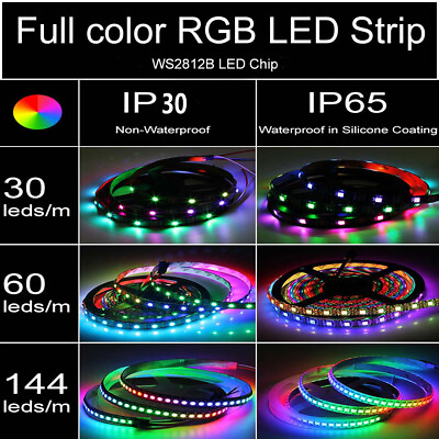 #ad WS2812B SMD 5050 RGB LED Strip 1M 5M 30 300 LED Flexible Strip light Lamp US $25.99