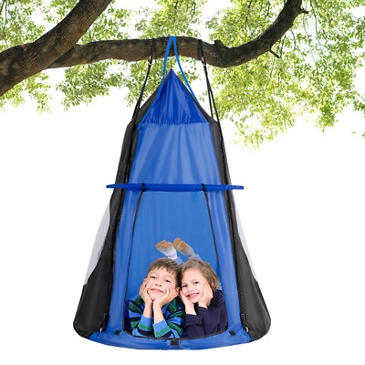 #ad Goplus 40quot; Kids Hanging Chair Swing Tent Set Hammock Nest Pod Seat Blue $59.99