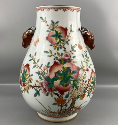 #ad 12quot;old chinese qing dynasty pastel wucai porcelain peach flowers bottle vase pot $406.00