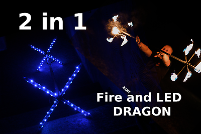 #ad 2 in 1 Dragon Staff Multicolor LED and fire Contact Flow Fireshow Festival Show $208.00