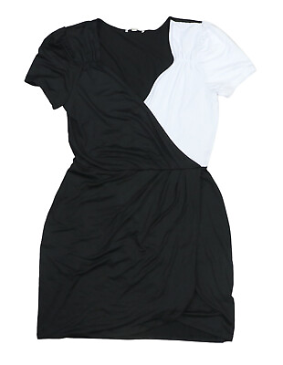 #ad Ultra Flirt Two Toned Wrap Style Junior#x27;s Mini Length Dress S NWT Black White $19.95